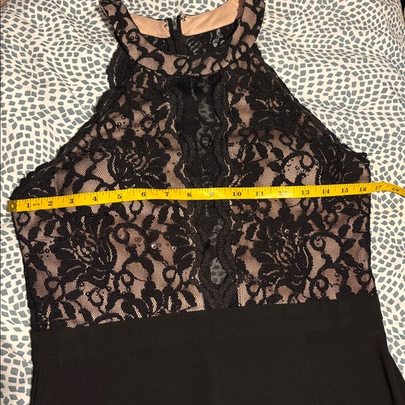 LIKE NEW! High Neck Illusion Plunging Lace Gown - Picture 10 of 11